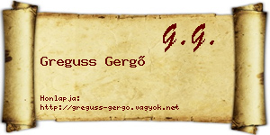 Greguss Gergő névjegykártya